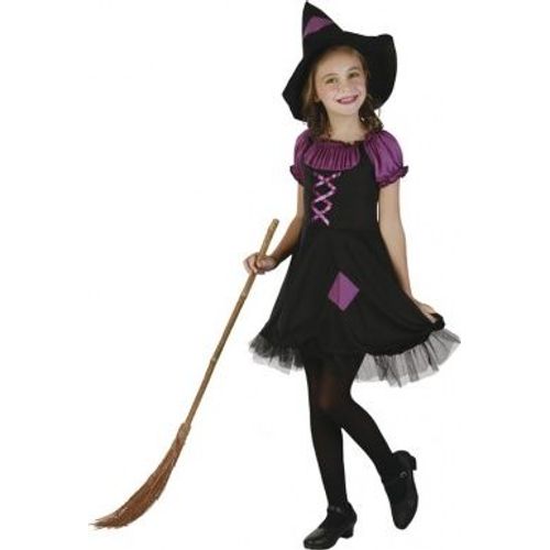 Déguisement Sorcière Violette Fille, Taille 4 - 6 Ans (S)