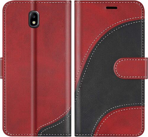 Coque pour Galaxy J5 2017, Portefeuille en PU, Housse Coque pour Samsung Galaxy J5 2017, Rouge