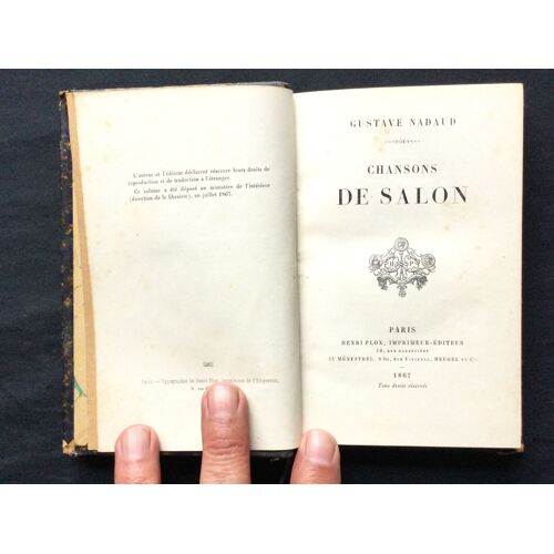 Chansons De Salon Gustave Nadaud 1867