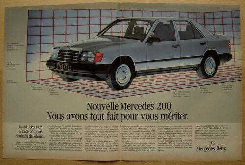 Publicité Papier - Voiture Mercedes 200 De 1985