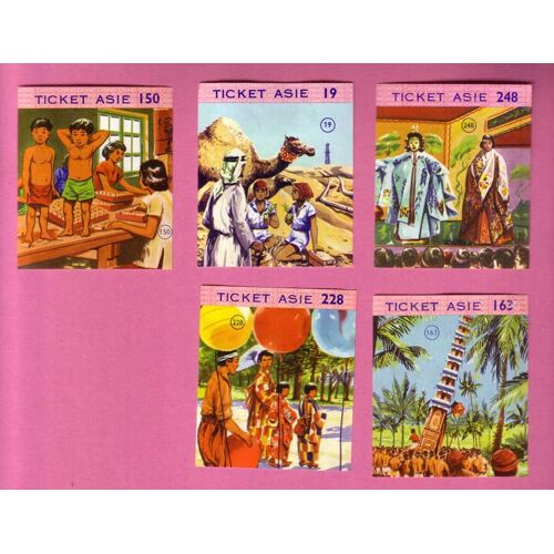 Lot De 5 Images Asie Chocolat Casino - Années 60.