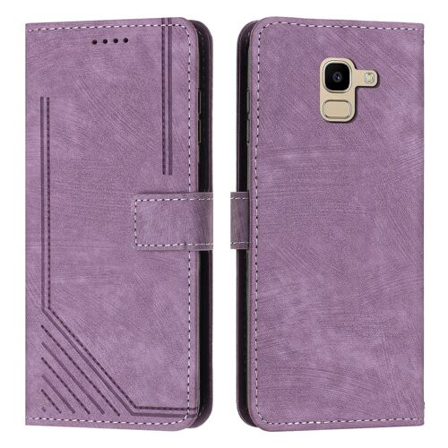 Coque pour Samsung A6 2018 ligne boucle frontale Flip Cover Etui de protection Samsung A6 2018 (modèle promotionnel pour Samsung A6 2018 Violet)