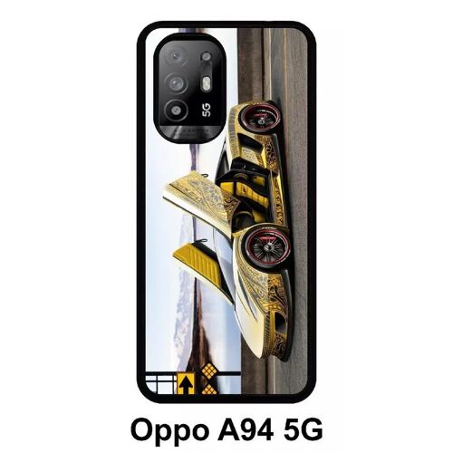 Coque Oppo A94 5g - Tuning Voiture Jaune - Silicone - Noir