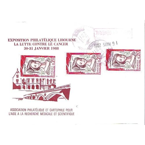 Timbres Champmesle Roxane + Enveloppe Expo Phila Libourne