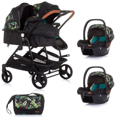 Duo Smart Poussette Jumeaux Ou Enfants Rapproch?S Largeur 79 Cm Jungle + 2 Cosy Jungle