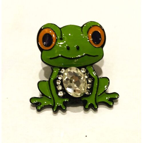 Pins Bijoux Animaux Jolie Petite Grenouille Rainette Avec Strass / Base Dorée