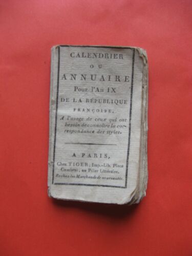 Calendrier Ou Annuaire Pour L' An Ix De La République Françoise