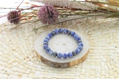 Bracelet Sodalite Et Hématite Perles Rondes 8 Mm
