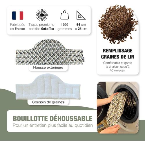 - Bouillotte Cervicales Micro Ondes Déhoussable - Fabriquée En France - Graines De Lin - Bouillotte Règles Douloureuses - Cervicales Et Épaule - Coussin Chauffant Dos - Vert - La Rétro