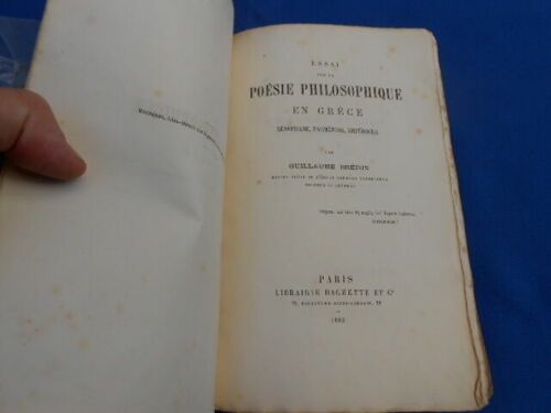 Essai Sur La Poésie Philosophique En Grèce Xenophane Parménide Empédocle