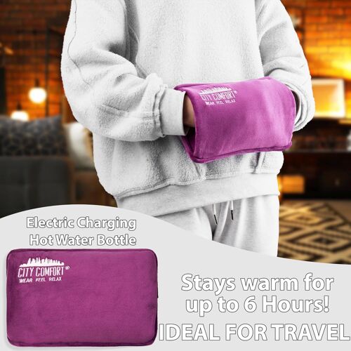 Bouillotte Électrique Rechargeable Coussin Chauffant 6h Câble Détachable Chauffe Lit Et Chauffe Main Idée Cadeau (Violet)