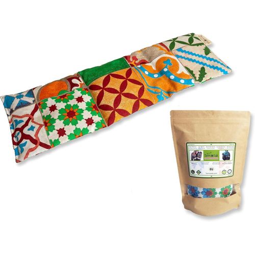 KALANKA-Bouillotte s¿¿che, 45x14 coussin chauffant eco chaud/froid, avec de graines de soja vert haute durabilit¿¿ et lavande, sac thermique pour micro-ondes/cong¿¿lateur. (015, 45x14)