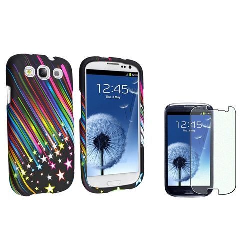Arc-En-Ciel Etoile Housse Coque+2x Film Diamant Pour Samsung Galaxy S3 I9300 Siii