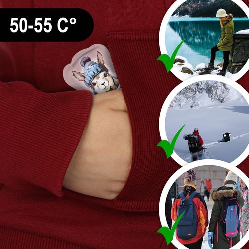 KALANKA-COM-FOUR? 4X Chauffe-Poches r¿¿utilisables - Chauffe-Mains avec Motif Lama - Coussin Chauffant pour Les journ¿¿es Froides et pour Les d¿¿placements - Coussin Chauffant (04 pi¿¿ces -Lama color¿¿)