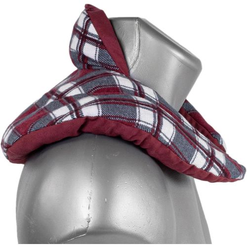 KALANKA-Coussin pour la nuque avec col montant \u2013 Lin + lavande \u2013 Coussin chauffant aromatique avec fleurs de lavande - Bicolore: ¿¿ carreaux ¿¿cossais rouge et bordeaux