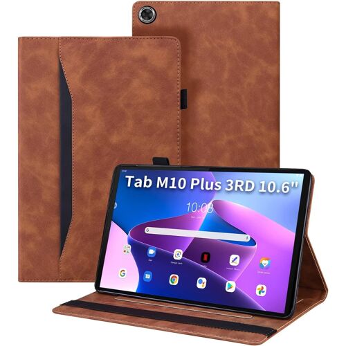 bin Coque pour Lenovo Tab M10 Plus 3rd Gen (2022) 10.6 Pouces Housse de Cuir PU avec Fonction Support Étui de Protection Tablette pour Lenovo Tab M10 Plus 3ème Génération Brun