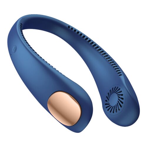 Ventilateur de cou Portable sans lame, refroidisseur de Sport, Rechargeable par USB, pour l'extérieur, Portable, suspendu, bleu