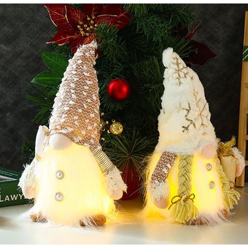 2 Pièces GNOME De Noel Lumineux,Noël en Peluche Gnomes,Décoration De Noël Nain,Lutin De Noel Decoration GNOME,Decoration Cheminée,GNOME Scandinave Suédoise Père Noël Christmas Décoration,Cadeaux (A)