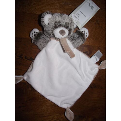Doudou Ours Tex Baby Blanc Beige Marron Chine Ourson Peluche Bebe Naissance