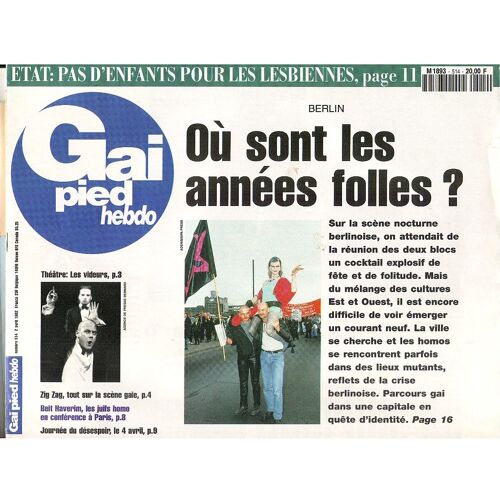 Gay Vintage Revue Magazine Gai Pied N°514 Format Journal  514