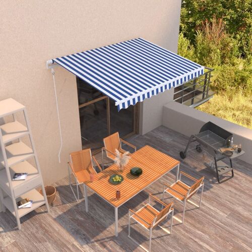 Vidaxl Auvent Rétractable Automatique 300x250 Cm Bleu Et Blanc