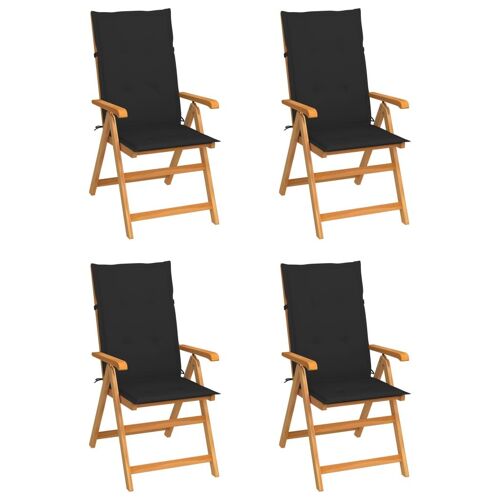Vidaxl Chaises De Jardin 4 Pcs Avec Coussins Noir Bois De Teck Massif