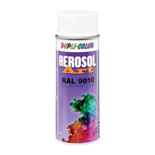 Bombe de peinture de couleur AEROSOL Art blanc pur mat RAL 9010 400 ml bombe aér (Par 6)