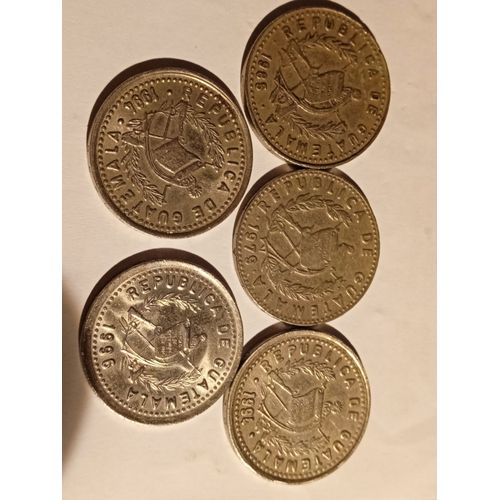5 Pièces Monnaie Guatemala 25 Centavos