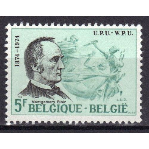 Belgique 1974 : Centenaire De L'u.P.U. : Effigie De Montgomery Blair - Timbre 5 F. Vert Clair, Vert Foncé Et Noir Neuf **