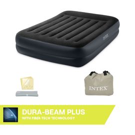 Matelas gonflable Intex - Pillow Rest Raised - 2 personnes - 152x203x42 cm (LxLxH) - Noir - Motopompe intégrée