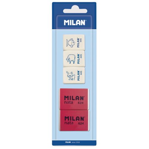 Blister 3 Gommes 445 Caoutchouc Synthétique + 2 Gommes Nata® 624