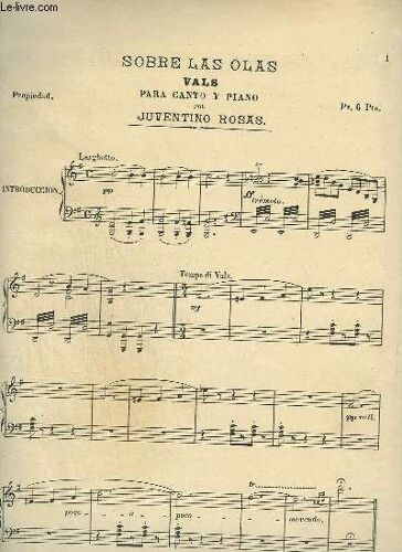 Sobre Las Olas - Vals Para Canto Y Piano.