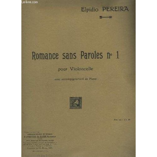 Romance Sans Paroles N°1 Pour Violoncelle Avec Accompagnement Pour Piano.