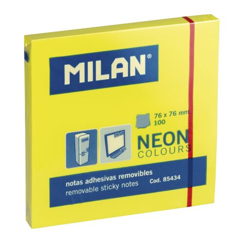 Bloc 100 Notes Adhésives Jaune Fluo 76 X 76 Mm