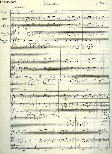 Partition Manuscrite : Serenade Pour Violon + Flute + Clarinette Sib + Saxo Alo Mib + Saxo Baryton Mib.