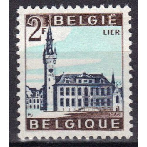 Belgique 1966 : Lierre - Timbre 2 F. Sépia, Truquoise Et Violet-Noir Neuf **