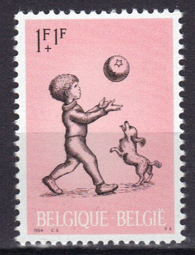Belgique 1966 : Au Profit D'oeuvres De Solidarité : Jeux D'enfants : Enfant Au Ballon - Timbre Neuf **