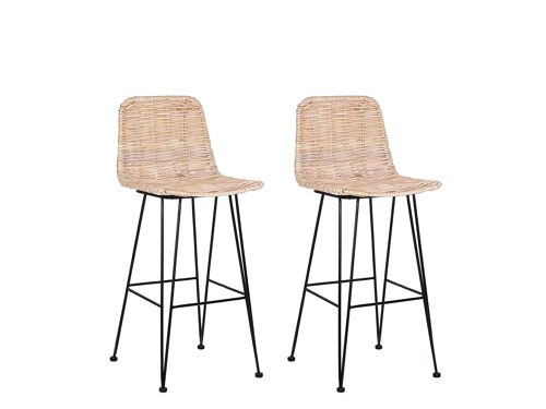 Rotin Tabouret de bar Set de 2 Naturel CASSITA