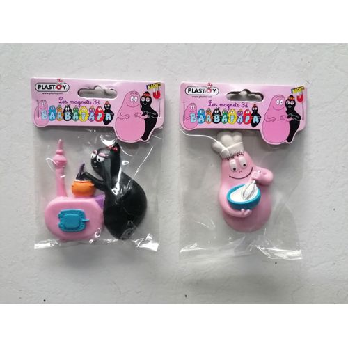 Lot 2 Figurines Aimants Magnets 3d Barbapapa Cuisine / Cuisinière - Plastoy - 2010