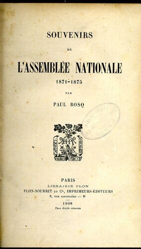 Souvenirs De L'assemblée Nationale (1871-1875)