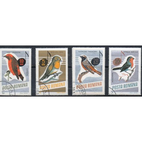 Roumanie Timbres Animaux : Les Oiseaux