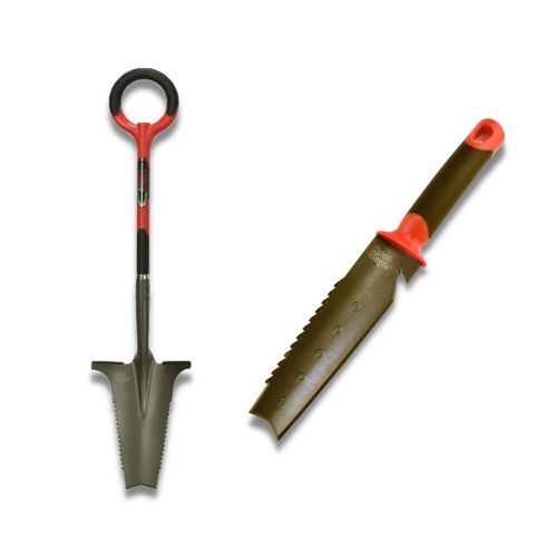 NOIR ROUGE ROOTSLAYER | VENTEO | Pack RootSlayer¿ | Rootslayer/couteau de sol à main | Outils complémentaires | Multifonctions/léger/facile d'utilisation | Idéal pour bêcher/creuser/ transplanter/couper les bordures/ planter