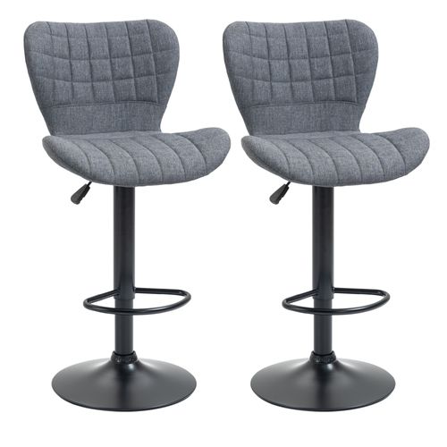 Lot De 2 Tabourets De Bar Design Contemporain Tissu Gris