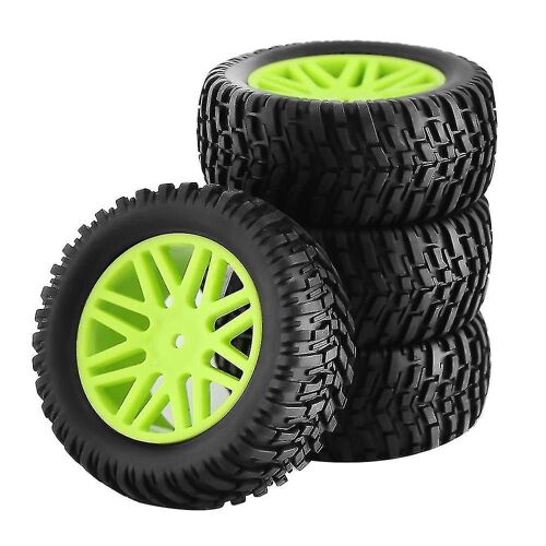 4pcs Rc 1/10 Scale Off-Road Car Tires Tyre And Wheels For 94166/94107/94106,Green