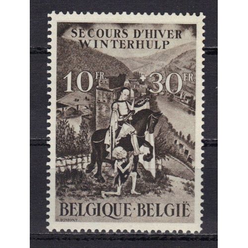 Belgique 1943 : Secours D'hiver : Paysage Ardennais : Boucle De La Semois Et Château De Bouillon - Timbre 10 F. + 30 F. Brun-Noir Neuf **