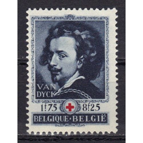Belgique 1944 : Au Profit De La Croix-Rouge : Antoine Van Dyck, Autoportrait - Timbre 1 F. 75 + 8 F. 25 Gris-Violet Et Carmin Neuf **