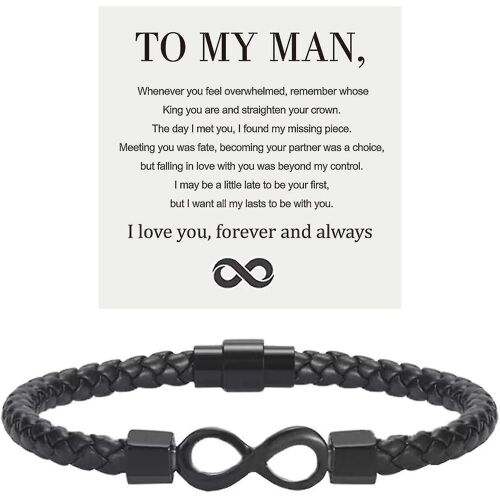 À Mon Homme, Infini Cuir Bracelet Mari Cadeaux De Femme Je T¿Aime Pour Toujours Et Toujours Bracelet Petit Ami Anniversaire Anniversaire Noël Pères G