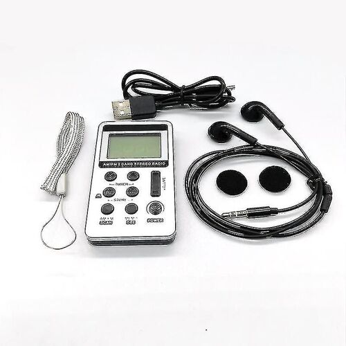 Portable Radio Mini Radio Pocket Am Fm Personal Radio With Lcd Screen Usb Rechargeable And Earphone