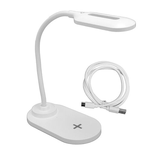 Lampe De Bureau Led Avec Chargeur Sans Fil Pivotant Flexible Col De Cygne Touch Control 3 Lampe De Table Réglable En Luminosité Pour Bureau Blanc