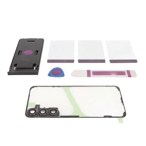 Couvercle en verre arrière transparent pour téléphone portable avec objectif d'appareil photo et support de téléphone portable pour Galaxy S23 + Plus